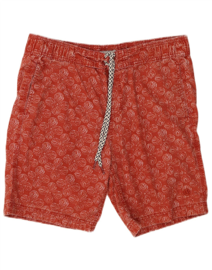 Fat Face Herren-Badeshorts aus Baumwolle in Mittelorange mit Blumenmuster