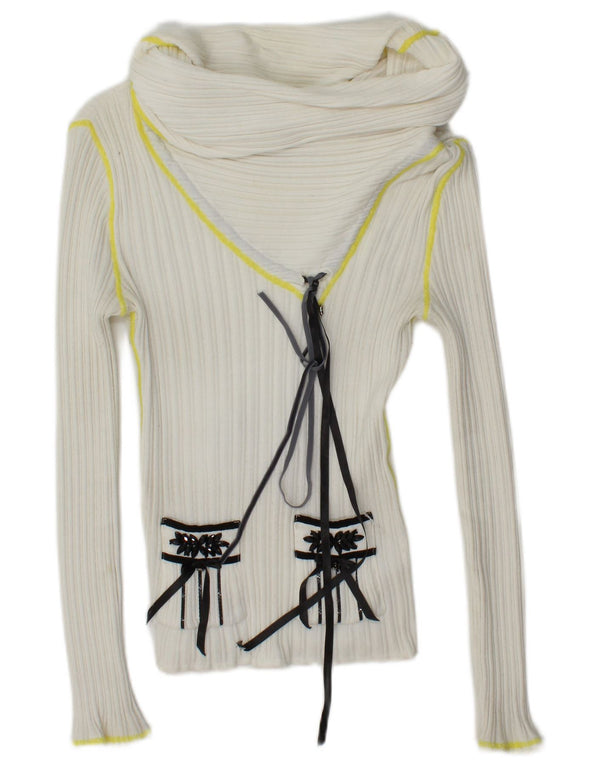 TRICOAT CHIC Damen Crop Rollkragenpullover IT 42 Mittelweiß