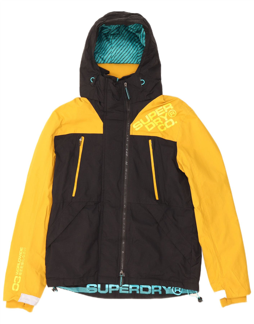 SUPERDRY Herren-Windbreaker-Jacke mit Grafik, UK 38, Mittelschwarz, Farbblock