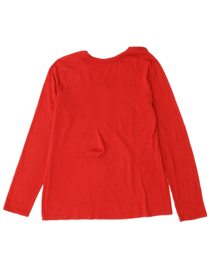 Eddie Bauer Damen Top Langarm UK 16 Große rote Baumwolle