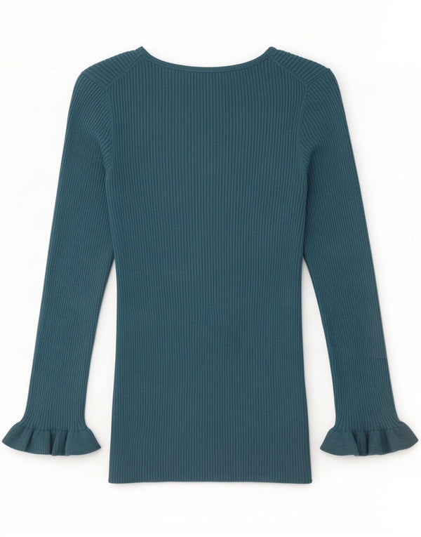 Massimo Dutti Damen Top Langarm UK 12 Mittelblaue Seide