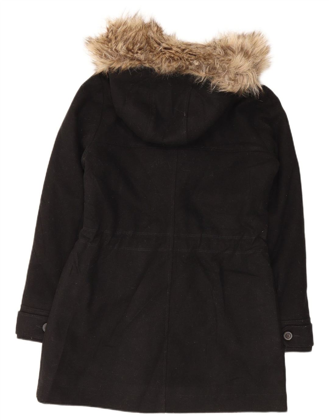 Abercrombie & Fitch Damen-Dufflecoat mit Kapuze, UK 10, Größe S, schwarze Wolle
