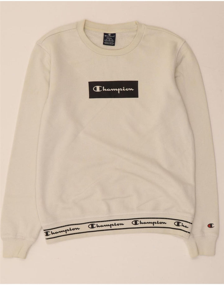 CHAMPION Herren-Sweatshirt mit Grafik, Größe S, weiße Baumwolle