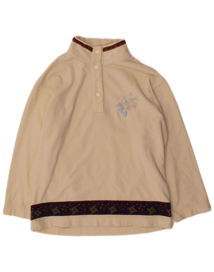 Fila Damen-Fleecepullover mit Knopfkragen IT 44 Mittelbeige Fair Isle