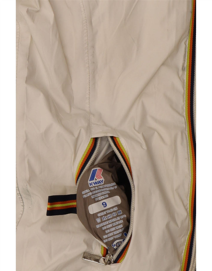 K-WAY wendbare wattierte Jacke mit Kapuze für Mädchen, 8–9 Jahre, weiß, Polyamid