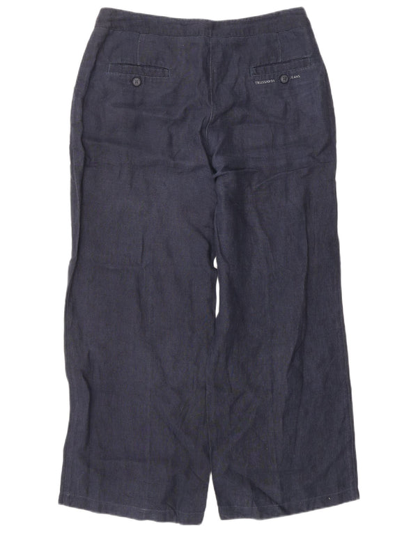 TRUSSARDI Damen Chinohose mit weitem Bein IT 44 Medium W30 L28 Marineblau