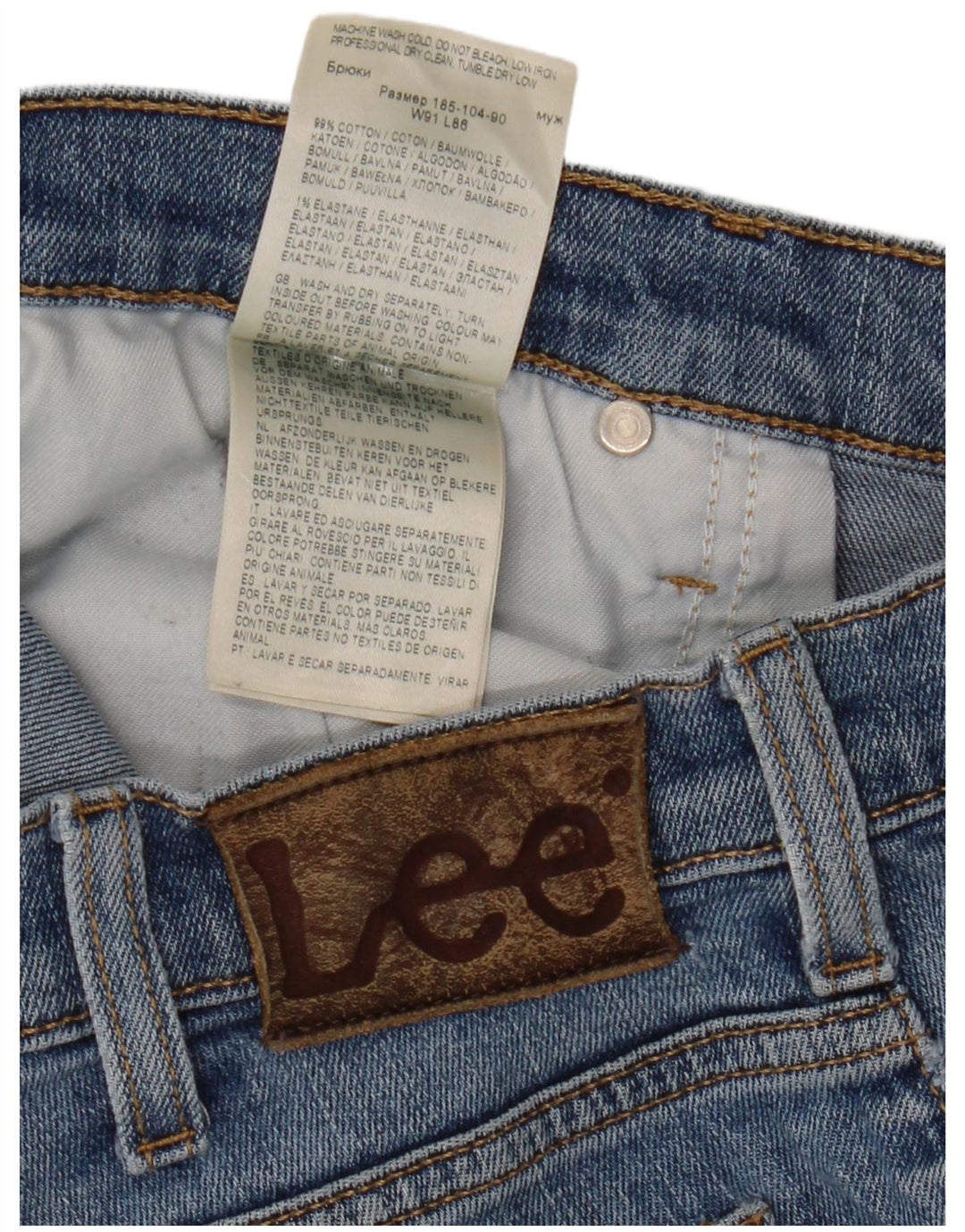 Lee Herren Rider Slim Jeans W36 L27 Blaue Baumwolle