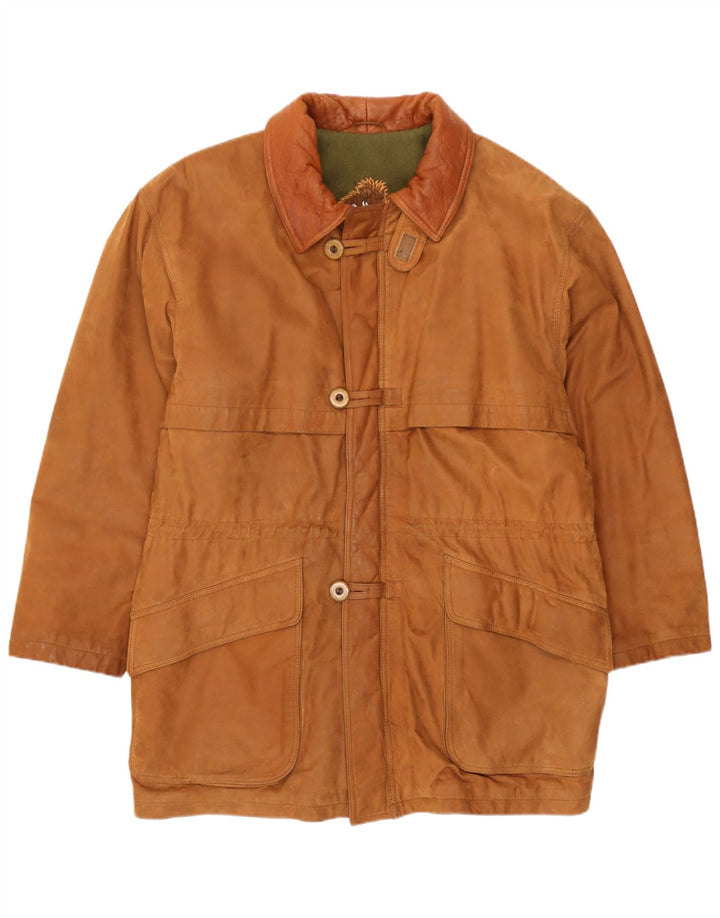 Vintage Herren Leder Windjacke IT 46 Kleines braunes Leder