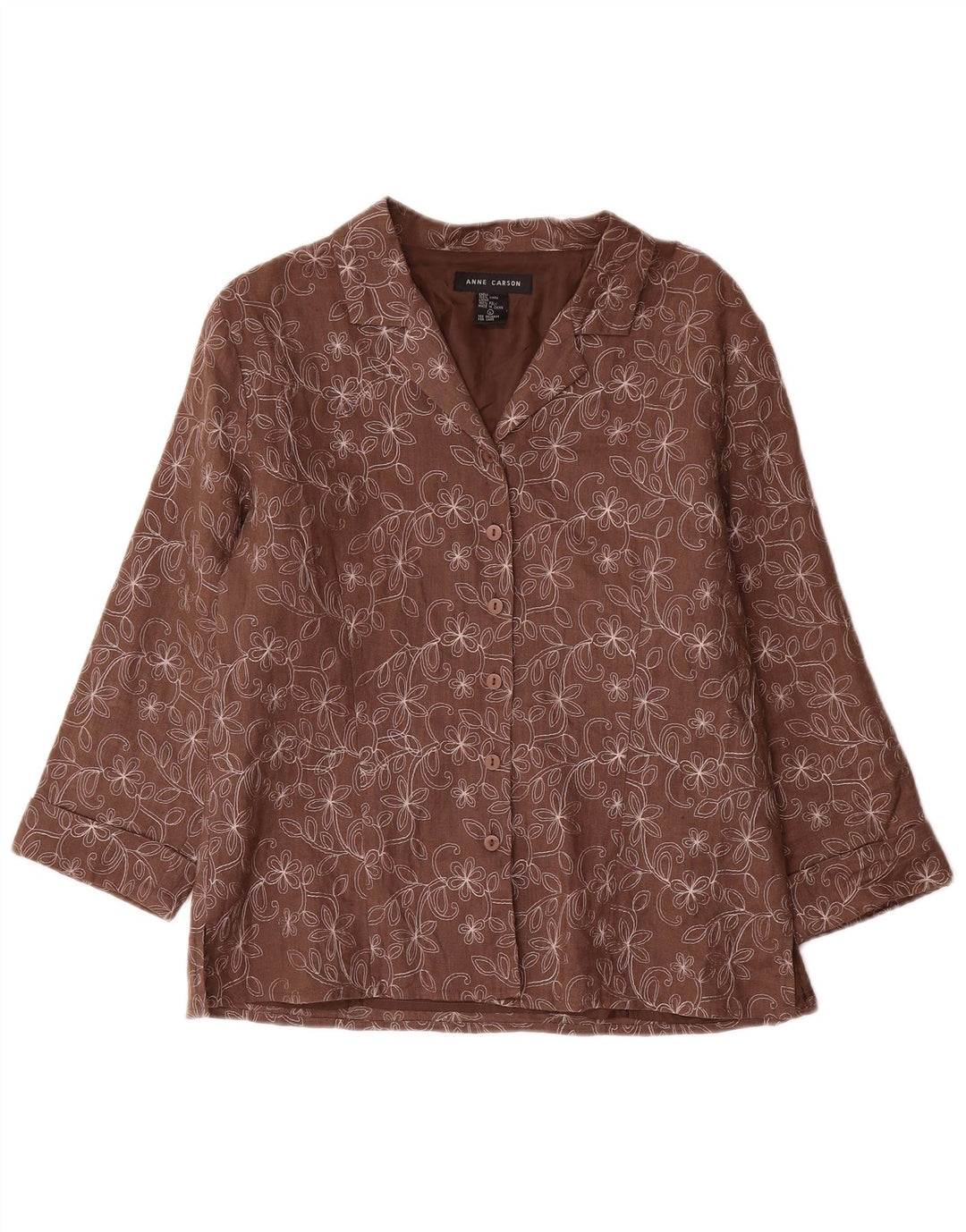 Anne Carson Damen-Blazerjacke mit 3/4-Ärmeln, Gr. 16, großes Braun mit Blumenmuster