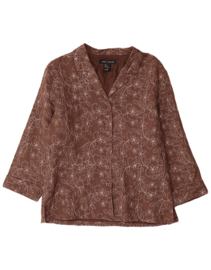 Anne Carson Damen-Blazerjacke mit 3/4-Ärmeln, Gr. 16, großes Braun mit Blumenmuster