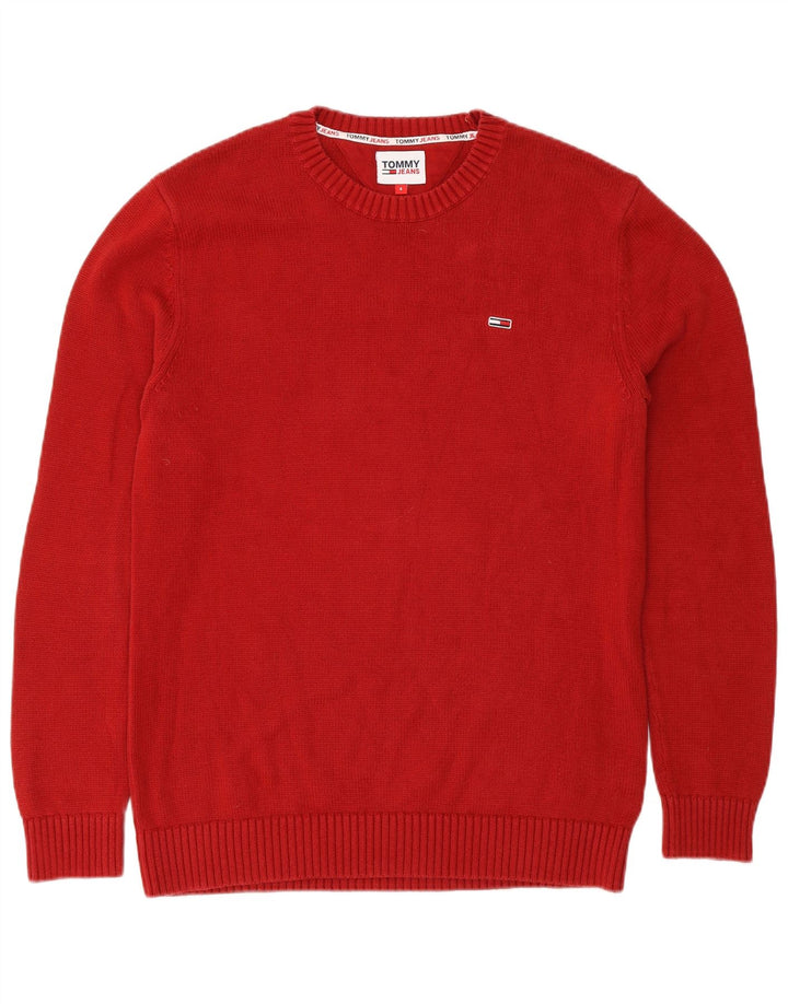 Tommy Hilfiger Herren-Pullover mit Rundhalsausschnitt, Größe S, rote Baumwolle