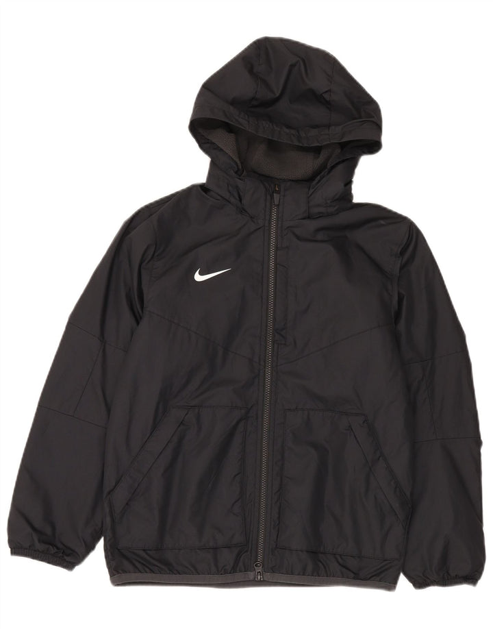 Nike Jungen-Windbreakerjacke mit Kapuze, 10–11 Jahre, mittelgroßes schwarzes Polyester