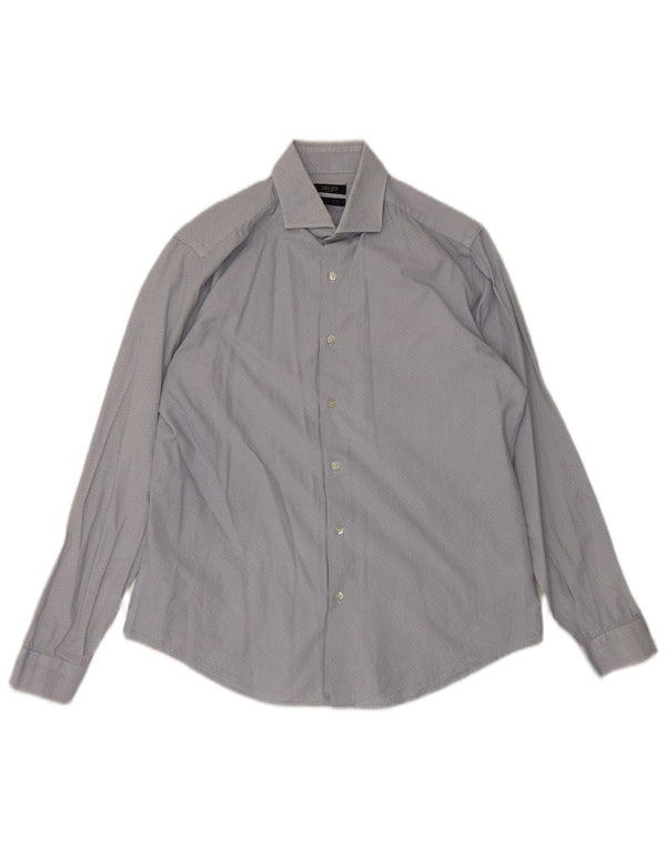 Liu Jo Herren Slim Fit Hemd Größe 40 Mittelblaue geometrische Baumwolle