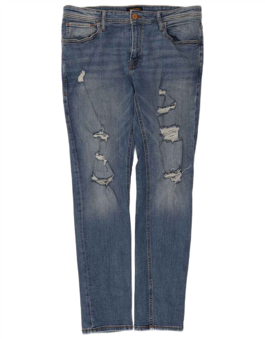 Jack & Jones Herren Distressed Slim Jeans W36 L32 Blaue Baumwolle