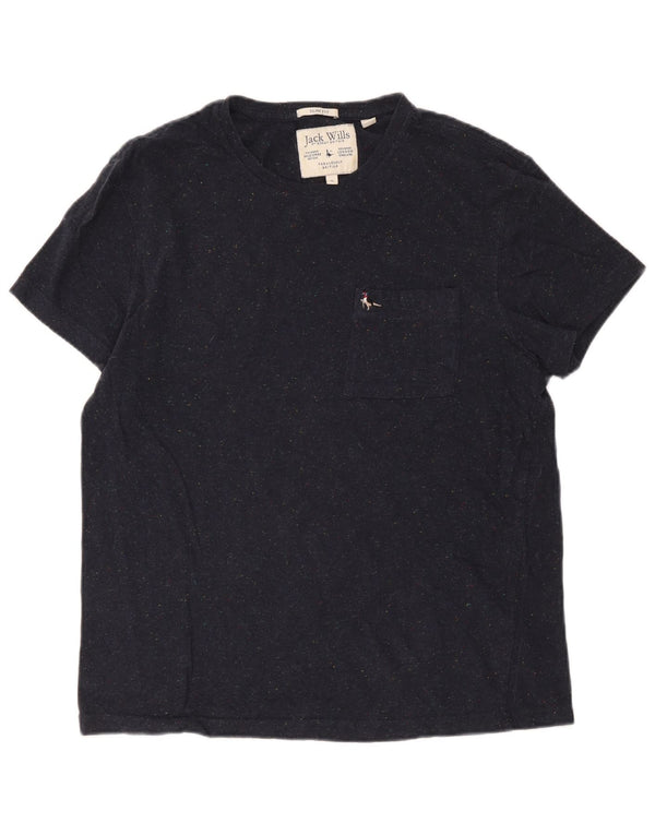 Jack Wills Herren-T-Shirt mit schmaler Passform, XL, marineblau gesprenkelte Baumwolle