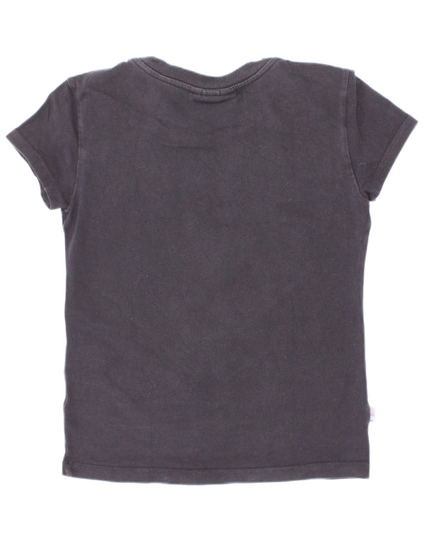 Blauer T-Shirt mit Grafik für Mädchen, 9–10 Jahre, Schwarz