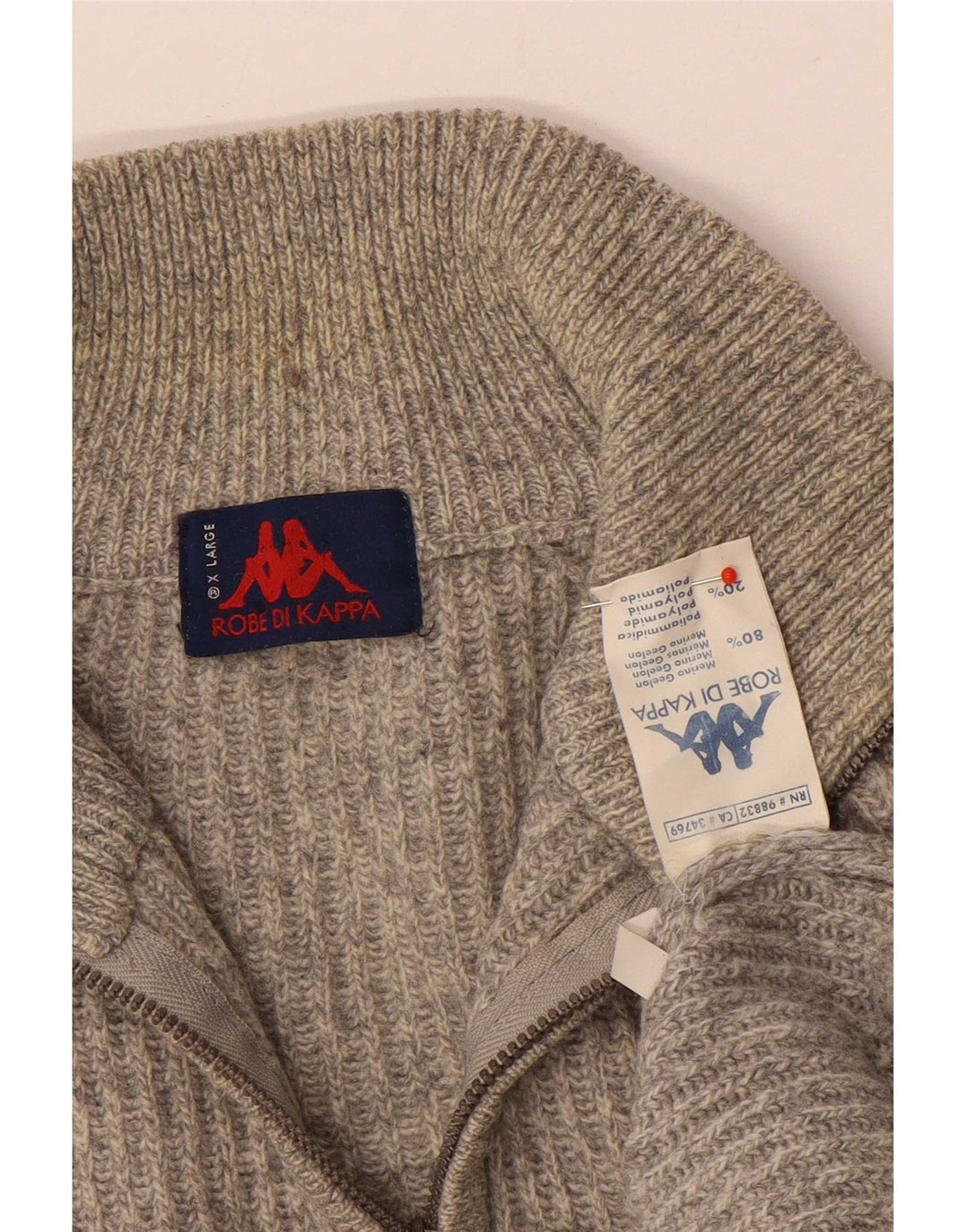 Kappa Herren-Pullover mit Reißverschluss, XL, graue Wolle
