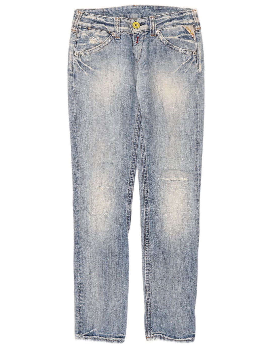 Replay Damen Distressed Slim Jeans W27 L32 Blaue Baumwolle
