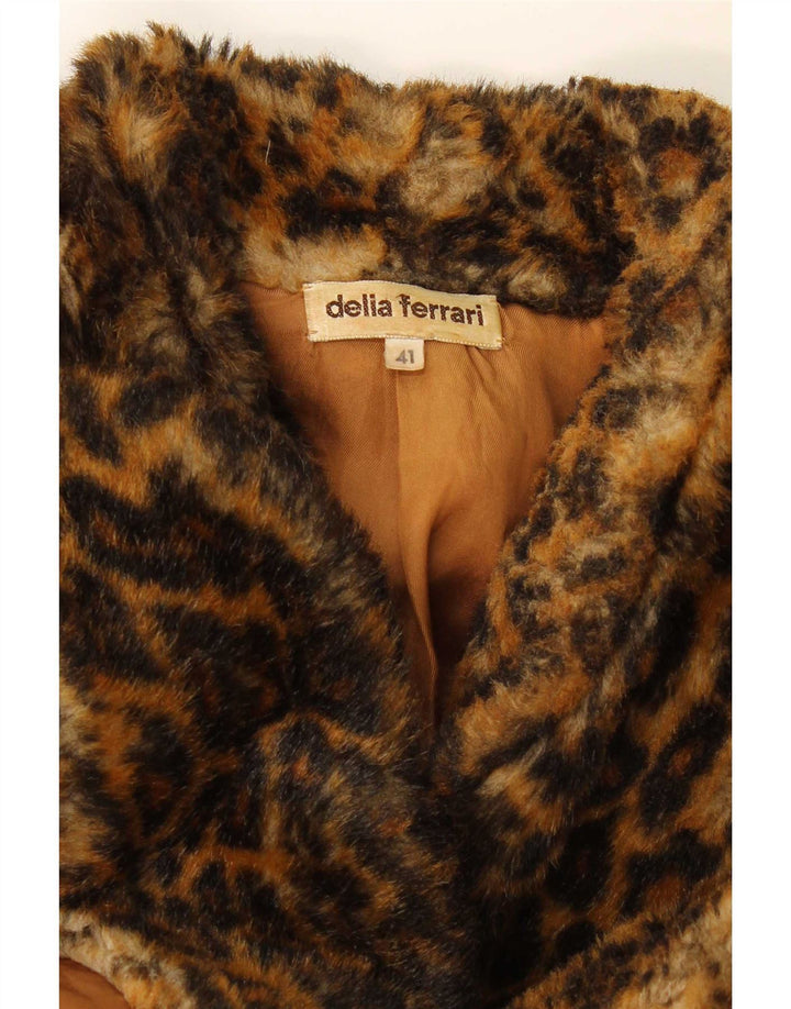 Delia Ferrari Damen-Übergröße-Jacke IT 41 Mittelbrauner Tierdruck