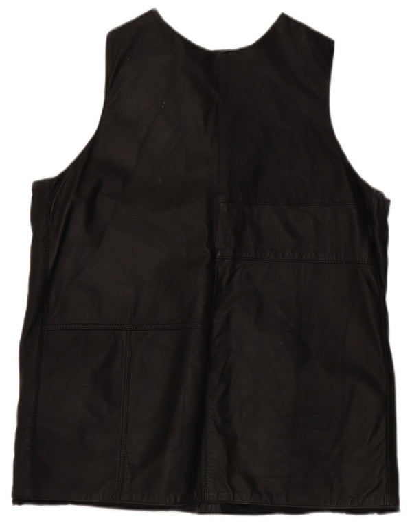 Vintage Damen Lederweste UK 14 Medium Schwarz