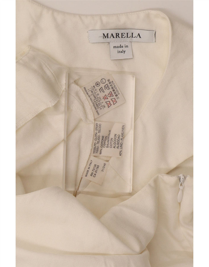 MARELLA Womens Sleeveless Sheath Dress UK 12 Medium White Cotton