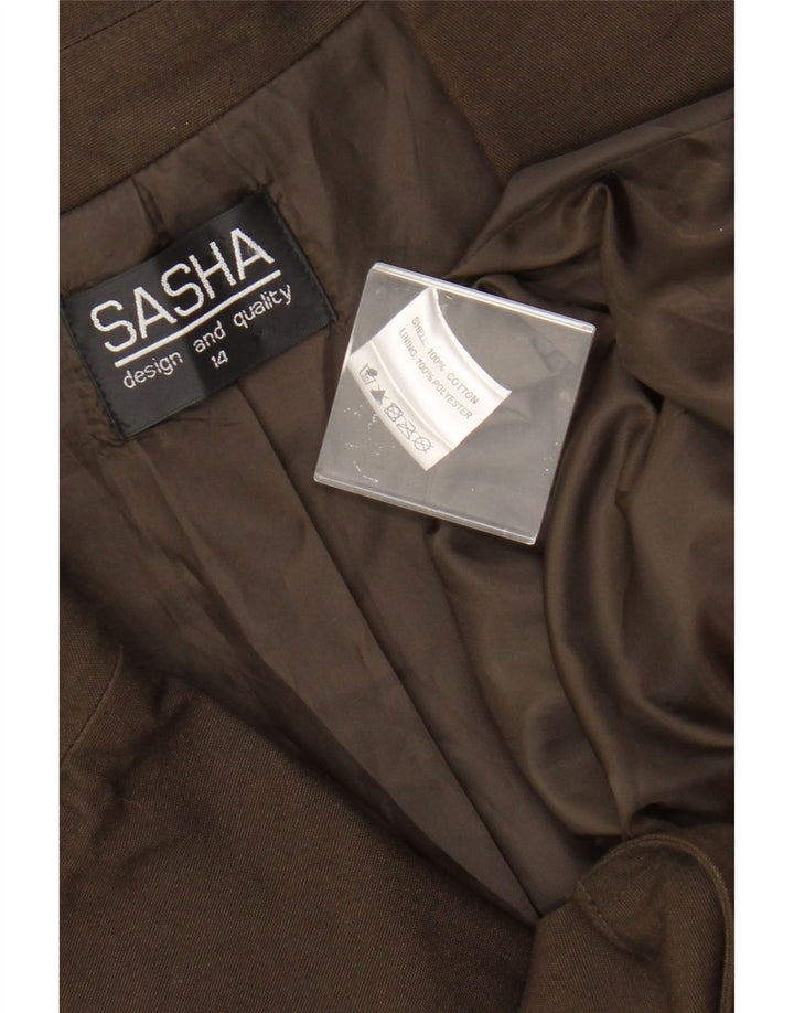 Sasha Womens Utility Jacke UK 14 Large Khaki Baumwolle