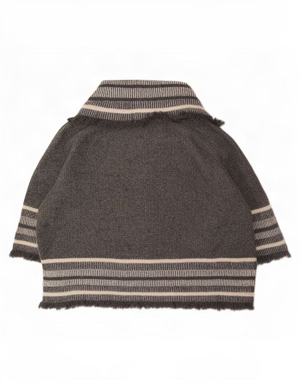 Zara Damen-Strickjacke in Übergröße mit 3/4-Ärmeln, Gr. 14, mittelgrau gestreift