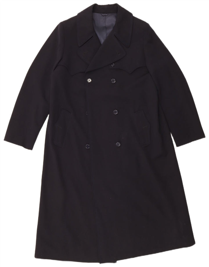 Vintage Damen Zweireihiger Trenchcoat UK 14 Medium Navy Blue