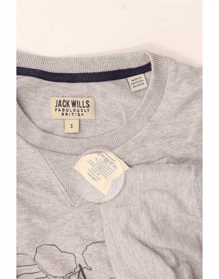 Jack Wills Herren-Sweatshirt mit Grafik, Größe S, Grau, Baumwolle