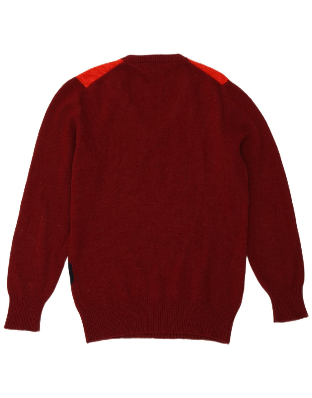 Vintage Herren V-Ausschnitt Pullover Pullover Medium Burgunder Argyle/Diamant Lammwolle