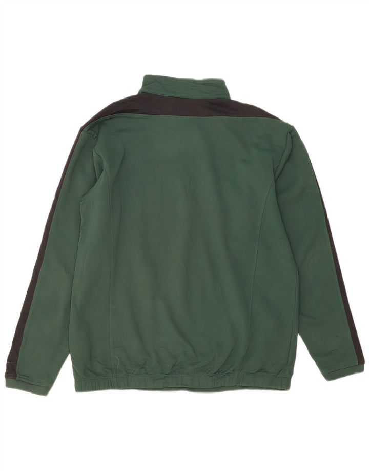 NIKE Herren-Sweatshirt mit Reißverschluss am Hals, groß, grünes Farbblock-Polyester