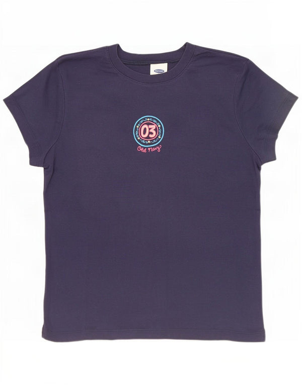 Old Navy Damen Grafik-T-Shirt-Oberteil UK 14 Große blaue Baumwolle