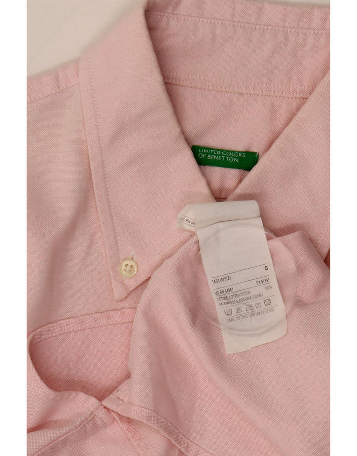 Benetton Damen-Hemd UK 10 Small Rosa Baumwolle