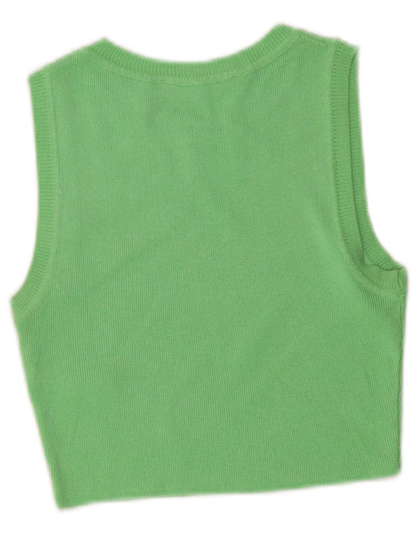 Zara Damen Crop Vest Top UK 8 Small Grüne Viskose
