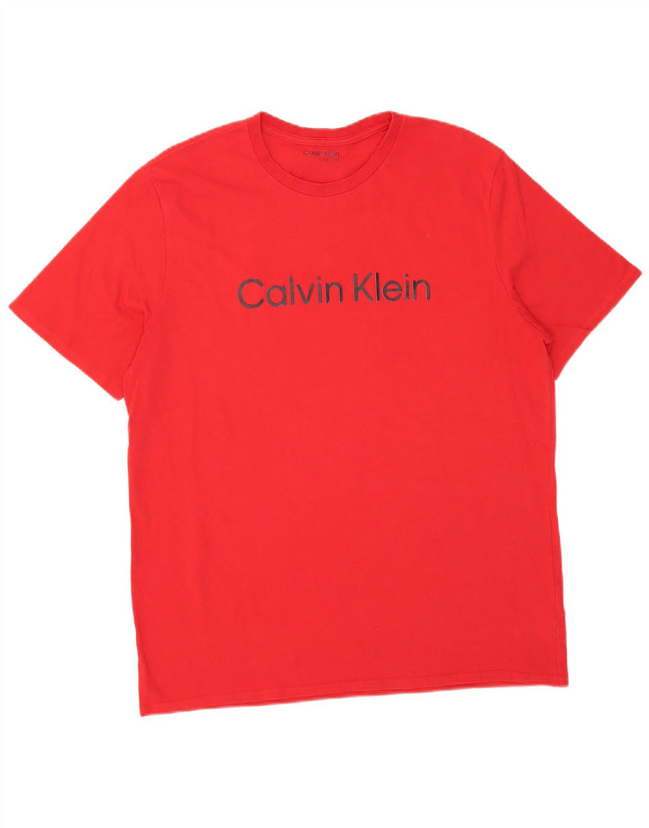 CALVIN KLEIN Herren Grafik T-Shirt Top Große rote Baumwolle