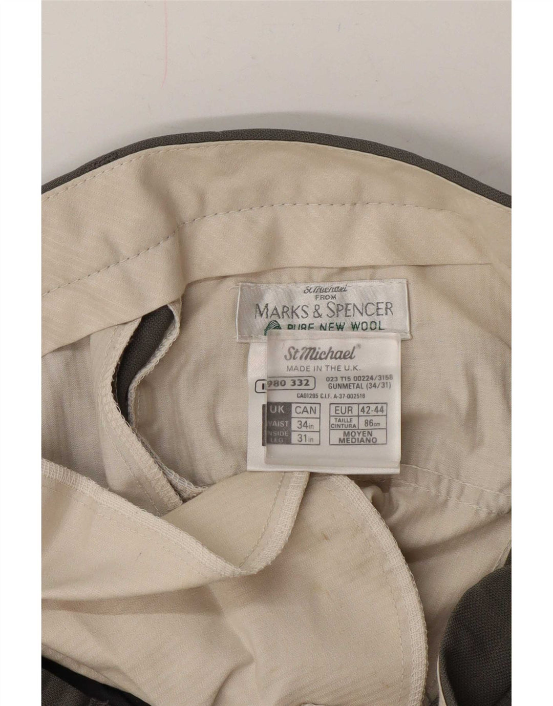 Marks & Spencer Herren St. Michael Pegged Anzughose W34 L31 Graue Wolle