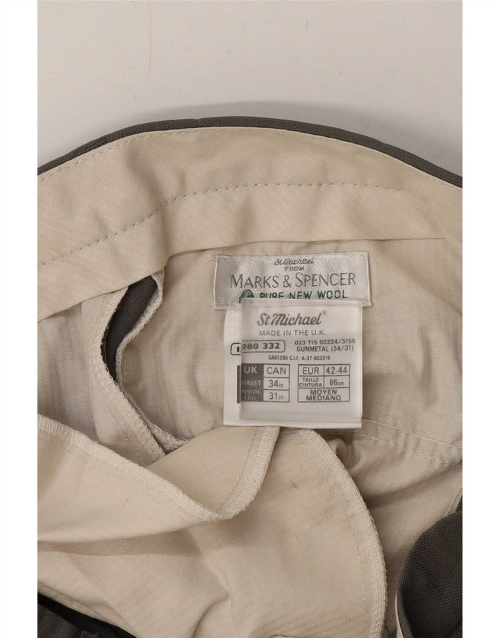 Marks & Spencer Herren St. Michael Pegged Anzughose W34 L31 Graue Wolle