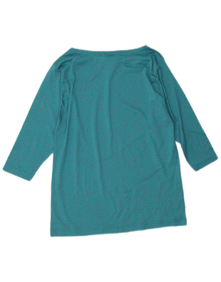 Vintage Damen Top 3/4 Ärmel UK 14 Mittelblau geblümt