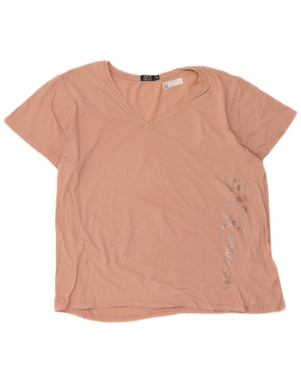 Avirex Damen Grafik T-Shirt Top UK 20 2XL Rosa Baumwolle