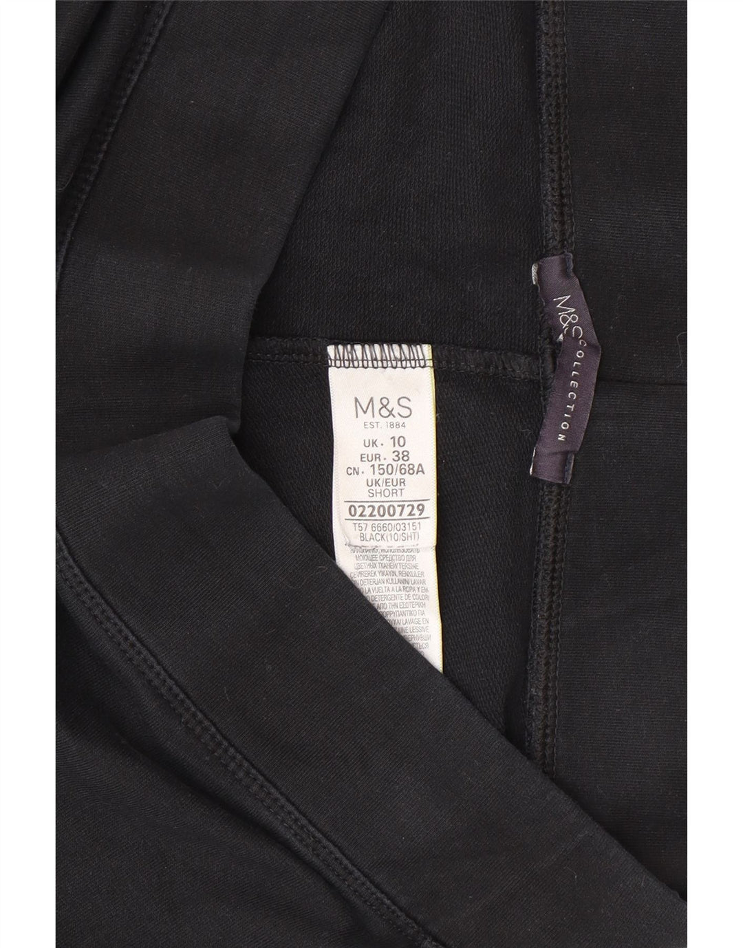 Marks & Spencer Damen-Trainingshose, UK-Größe 10, Größe S, Schwarz, Baumwolle