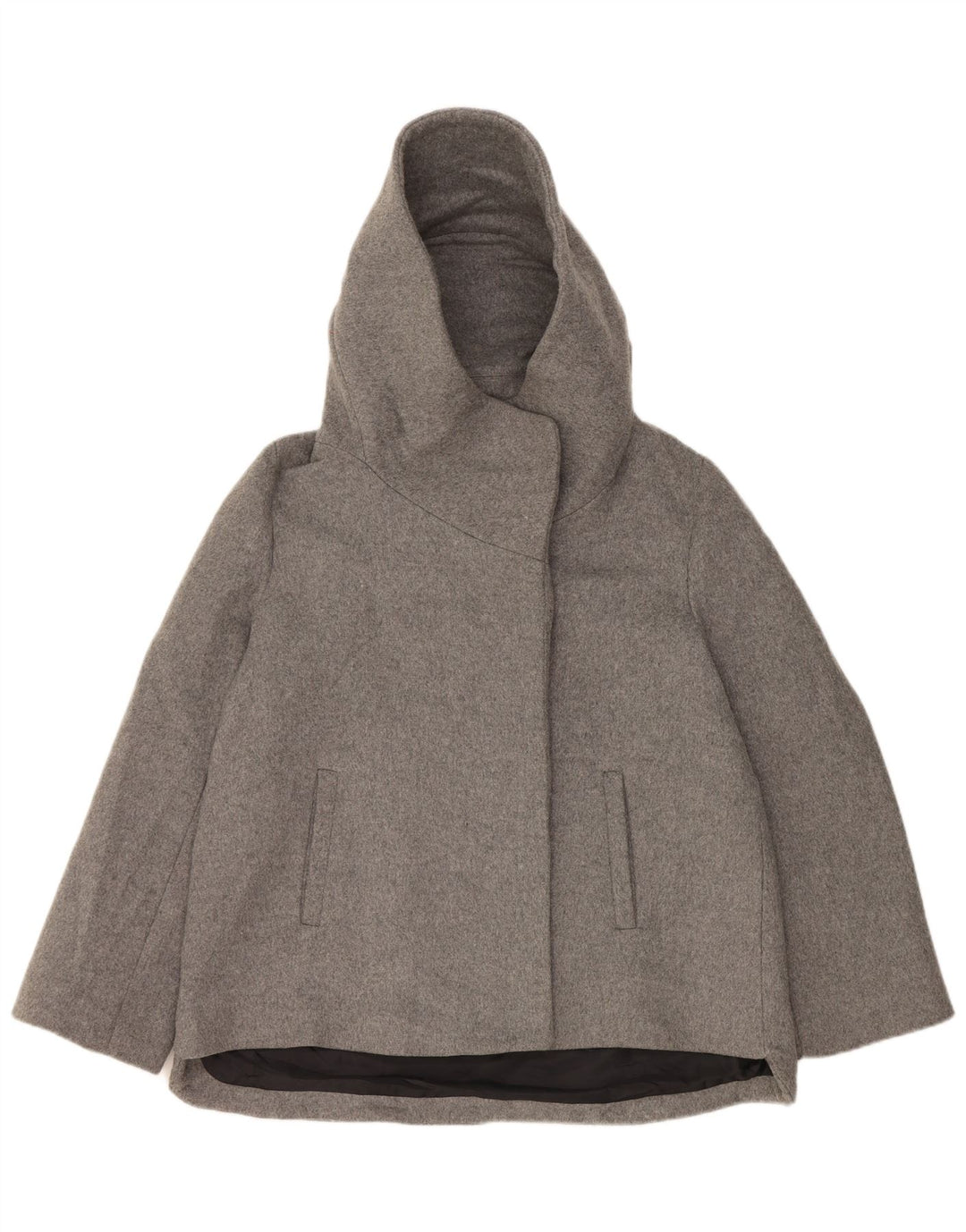 Zara Damen-Windbreakerjacke mit Kapuze, Gr. 14, großes graues Acryl