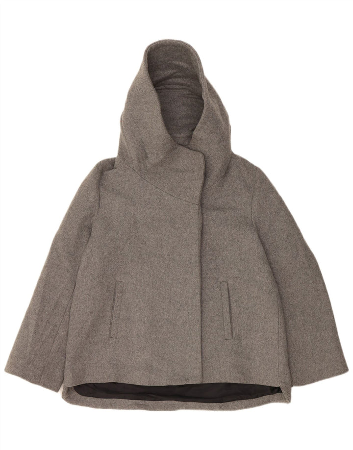 Zara Damen-Windbreakerjacke mit Kapuze, Gr. 14, großes graues Acryl