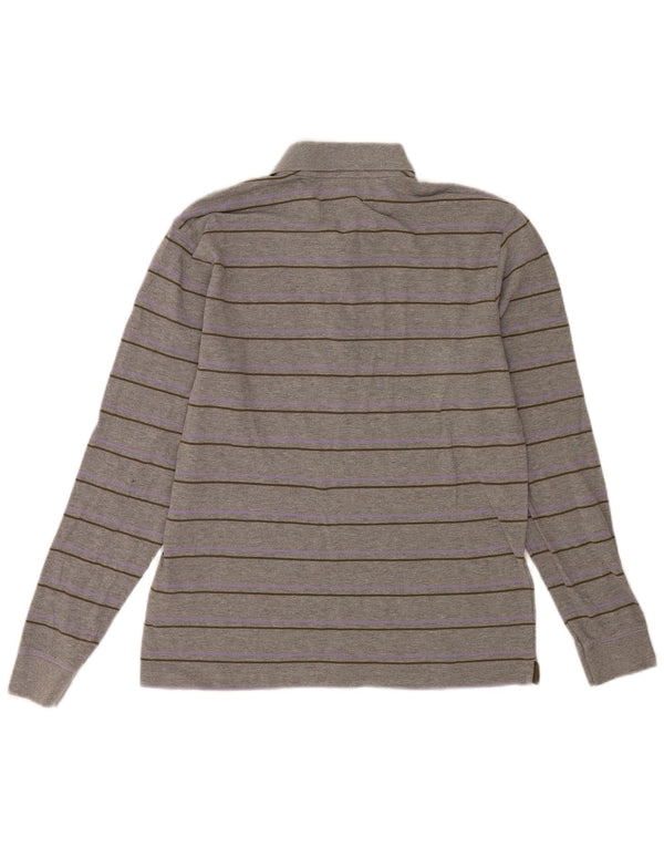 Kappa Herren Langarm-Poloshirt XL grau gestreift aus Baumwolle