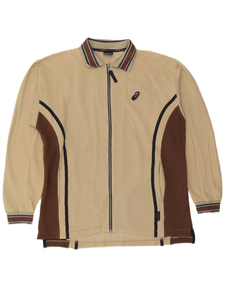 Asics Herren-Trainingsanzug-Oberteil, Jacke XL, Beige, Farbblock
