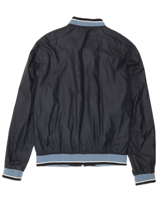 Zara Herren Bomberjacke UK 40 Large Marineblau Colourblock Polyester