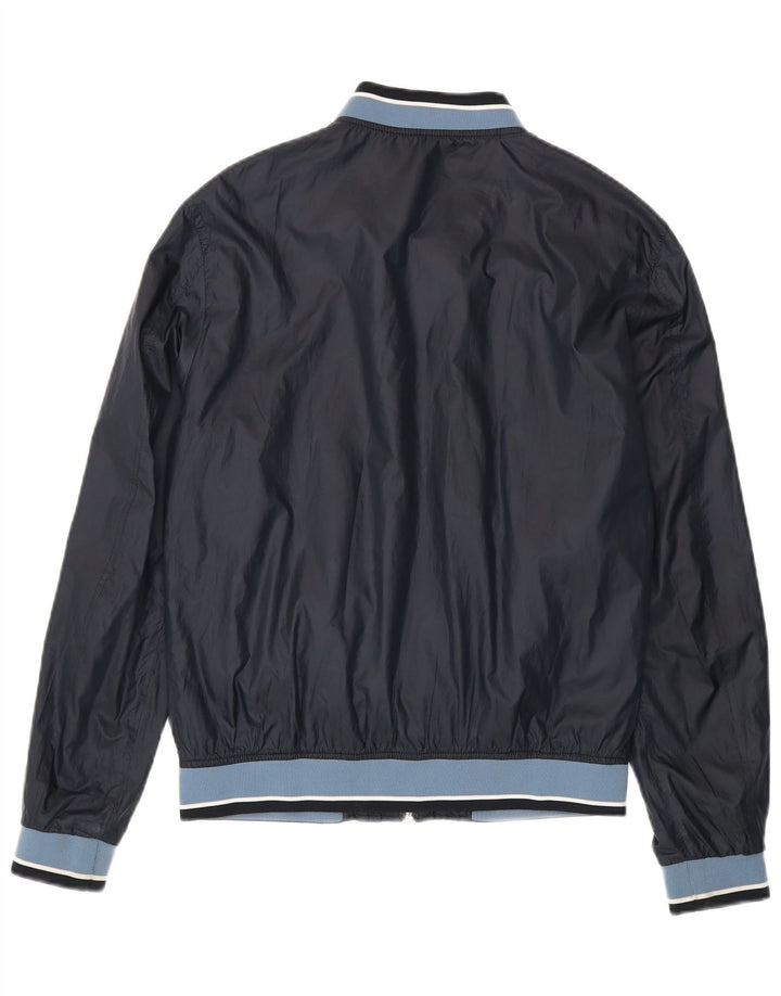 Zara Herren Bomberjacke UK 40 Large Marineblau Colourblock Polyester