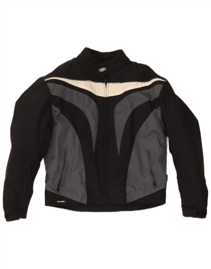 Vintage Herren Racer Jacke UK 36 Small Schwarz Colourblock Polyamid