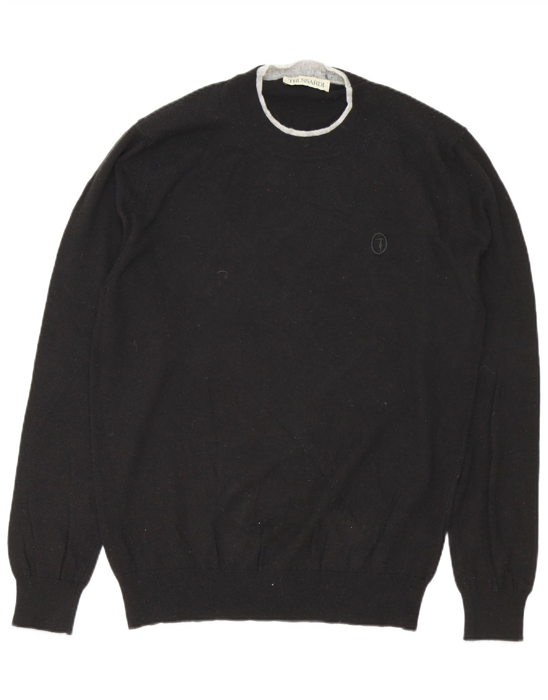 Trussardi Herren-Pullover mit Rundhalsausschnitt, XL, Schwarz, Polyamid