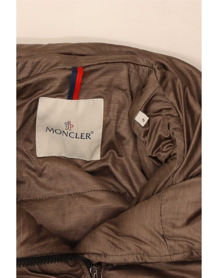 Moncler Damen wattierte Jacke, Größe 2, klein, braunes Polyester