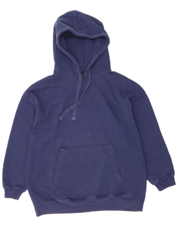 Zara Damen Übergroßer Kapuzenpullover UK 10 Small Marineblaue Baumwolle